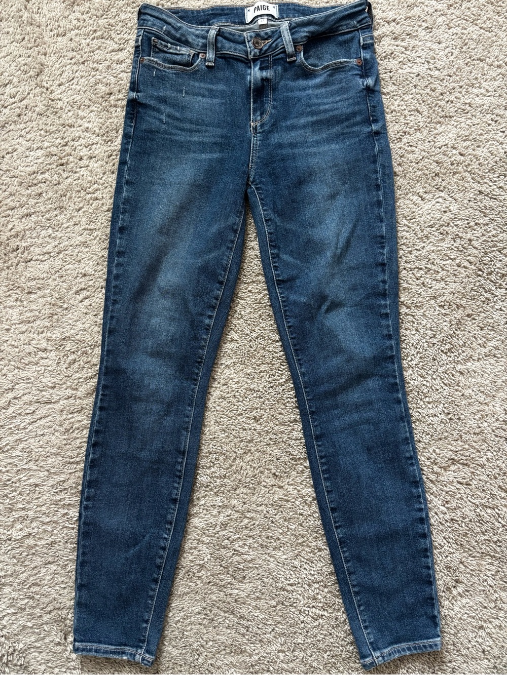 PAIGE Indigo Skinny Jeans with Subtle Fading